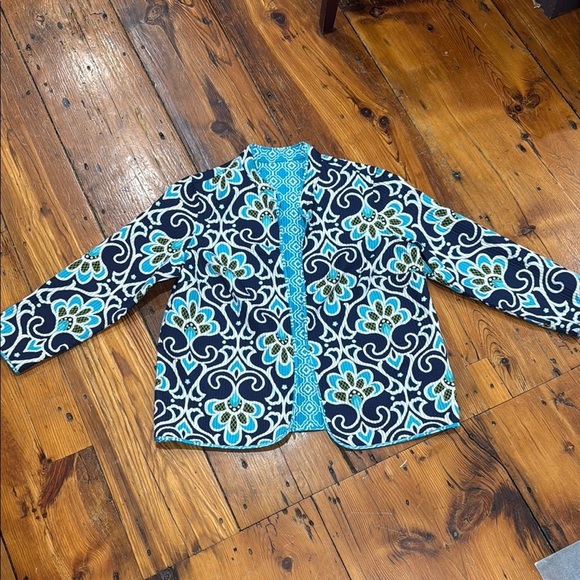 Alfred Dunner Reversible Vibrant Floral Light Jacket in Blue and White size 2XL - Picture 1 of 8